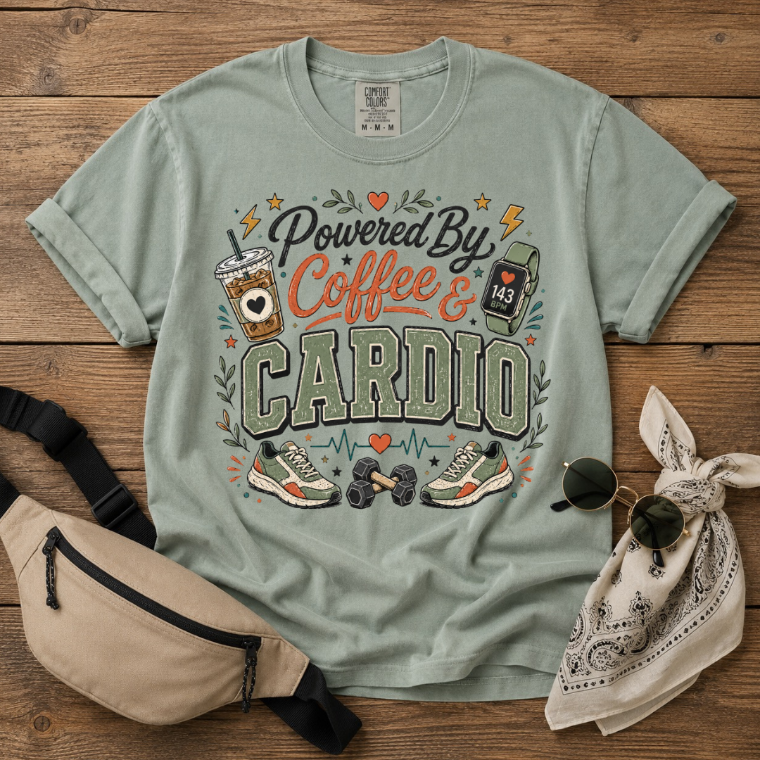 Powered By Coffee & Cardio Mama T-Shirt