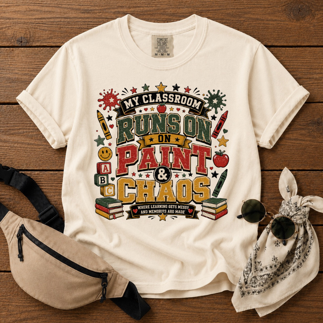 Paint And Chaos Teacher Mom T-Shirt