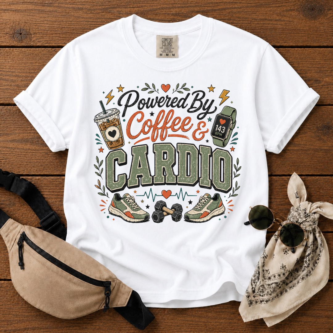 Powered By Coffee & Cardio Mama T-Shirt