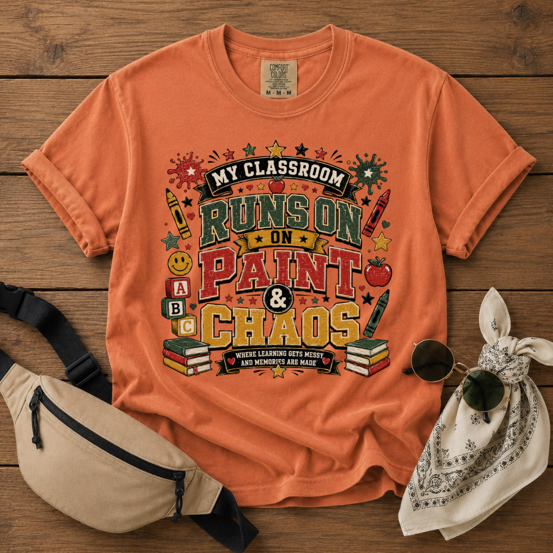 Paint And Chaos Teacher Mom T-Shirt